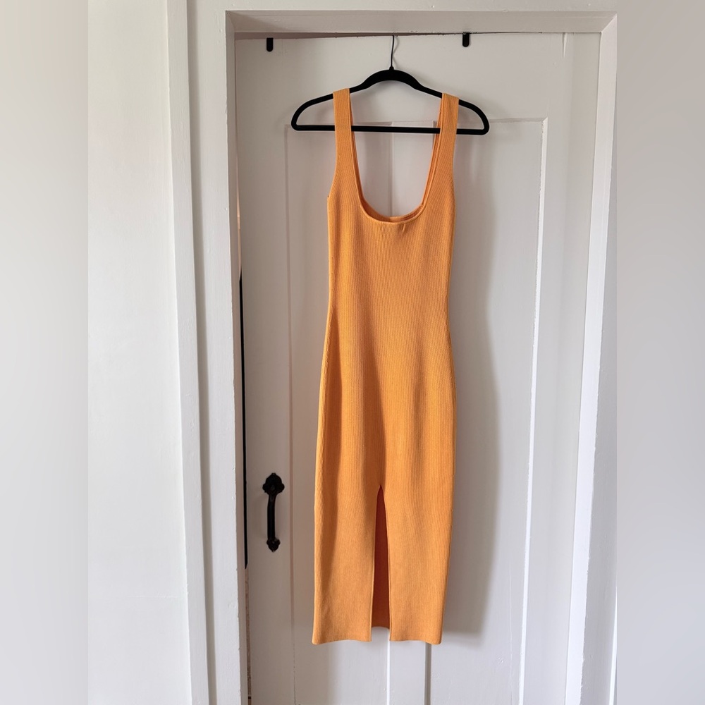 Ronny Kobo Collection Vibrant Mustard Yellow Knit Midi Dress - Picture 2 of 5
